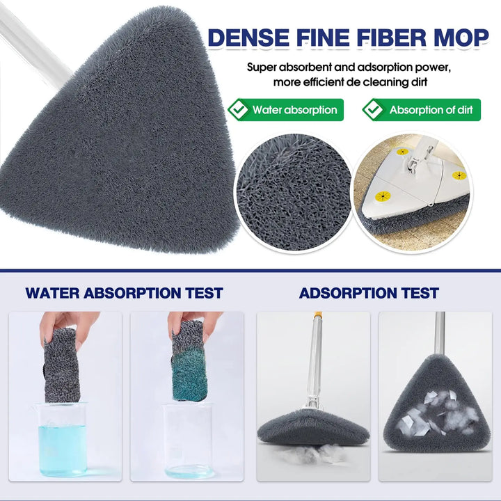 Rotatable Spin Mop – Triangle Telescopic Design for Wet/Dry Home Cleaning