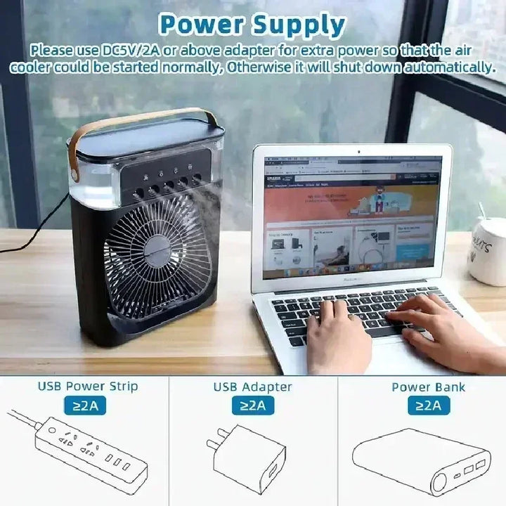 Compact Air Cooler – 3-in-1 Cooling, Humidifying & Night Light
