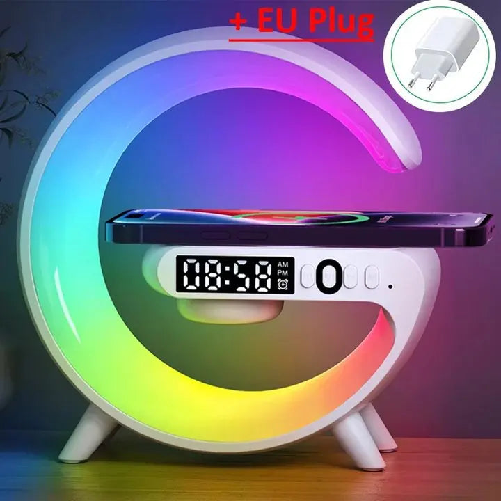 Wireless Charging Stand with RGB Light, Built-in Alarm & Speaker