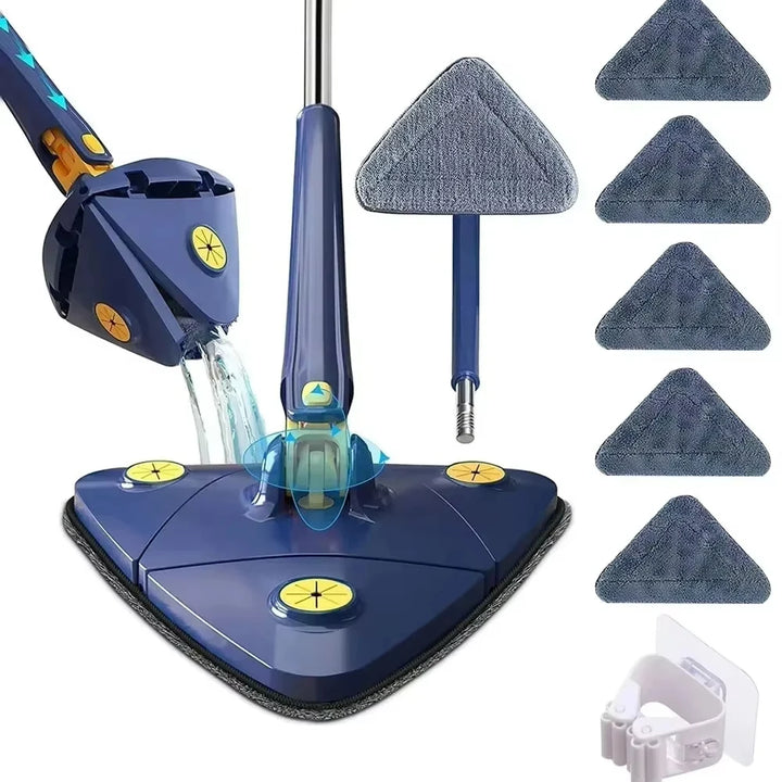 Rotatable Spin Mop – Triangle Telescopic Design for Wet/Dry Home Cleaning