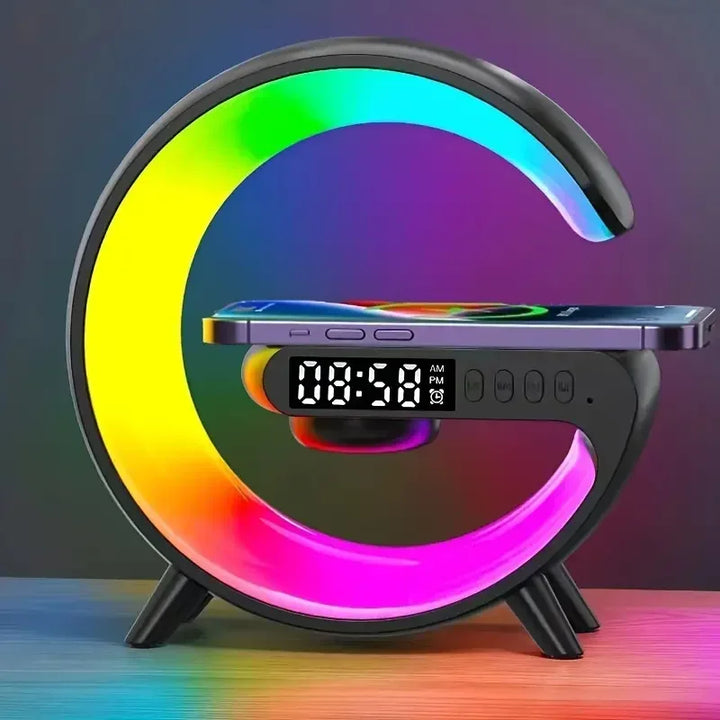 Wireless Charging Stand with RGB Light, Built-in Alarm & Speaker