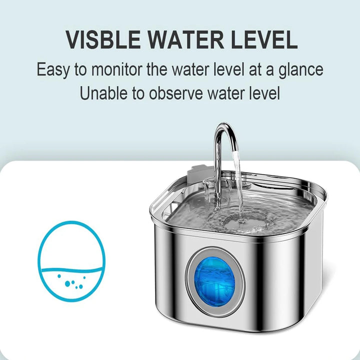 ZYFeeder Smart Pet Water Fountain – 2.2L Stainless Steel Automatic Dispenser for Cats & Dogs