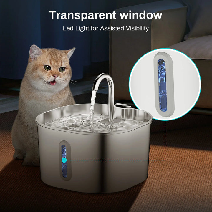 ZYFeeder Smart Pet Water Fountain – 2.2L Stainless Steel Automatic Dispenser for Cats & Dogs