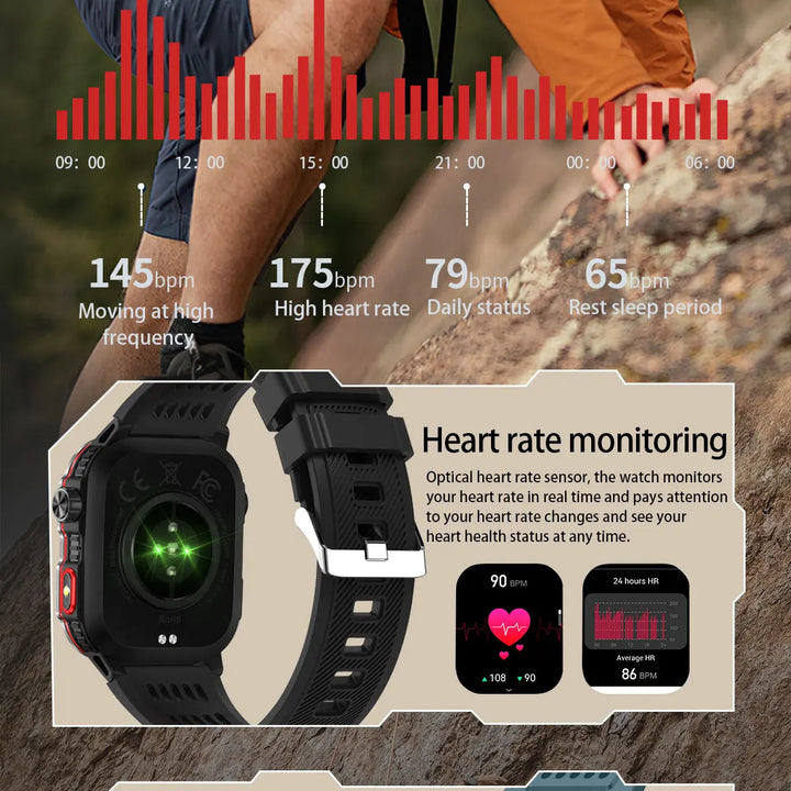 Men´s pro smartwatch-waterproof design with fitness & cal features