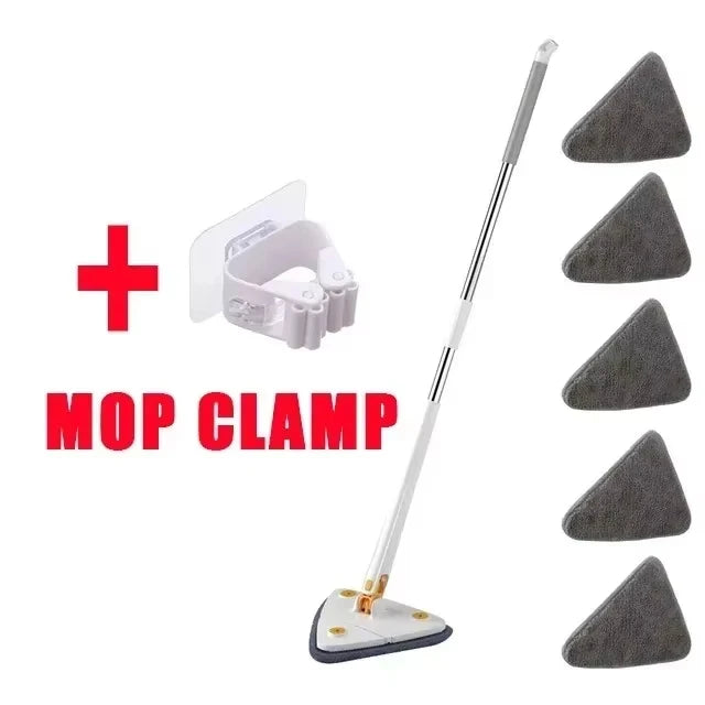 Rotatable Spin Mop – Triangle Telescopic Design for Wet/Dry Home Cleaning