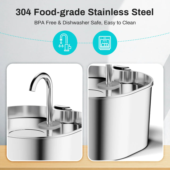 ZYFeeder Smart Pet Water Fountain – 2.2L Stainless Steel Automatic Dispenser for Cats & Dogs