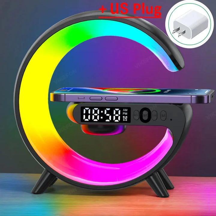 Wireless Charging Stand with RGB Light, Built-in Alarm & Speaker