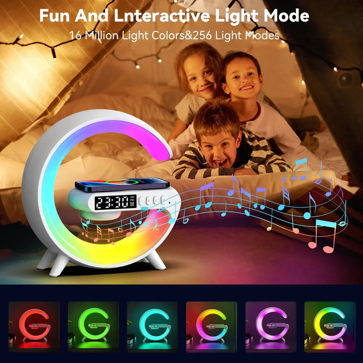 Wireless Charging Stand with RGB Light, Built-in Alarm & Speaker