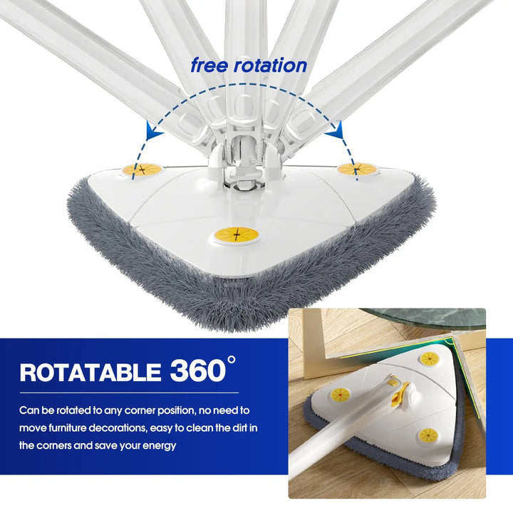 Rotatable Spin Mop – Triangle Telescopic Design for Wet/Dry Home Cleaning