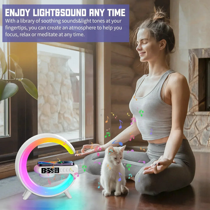 Wireless Charging Stand with RGB Light, Built-in Alarm & Speaker