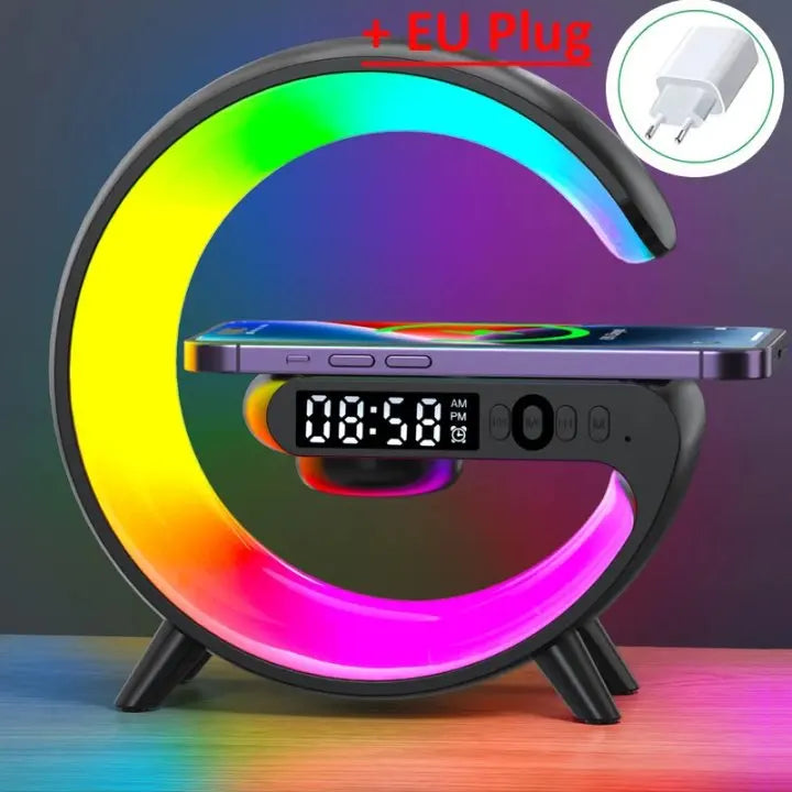 Wireless Charging Stand with RGB Light, Built-in Alarm & Speaker