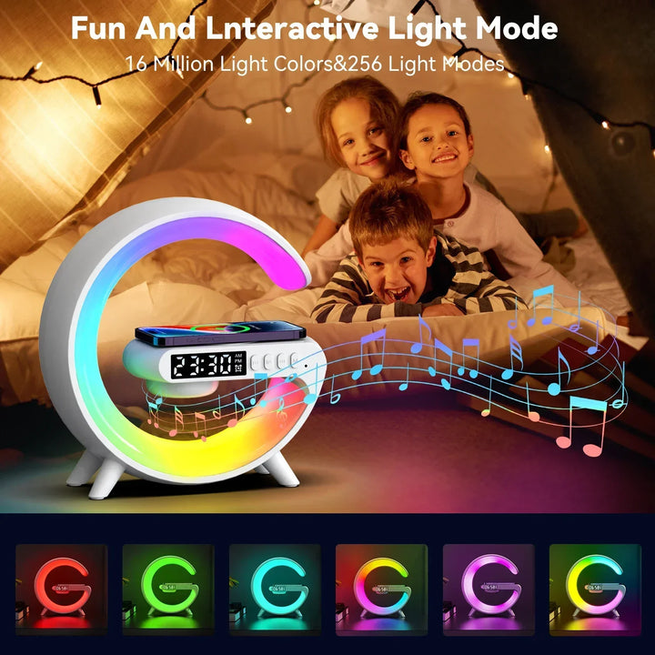 Wireless Charging Stand with RGB Light, Built-in Alarm & Speaker