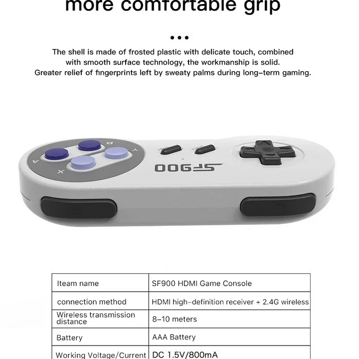 SF900 Retro Console – HDMI Plug & Play with 5000 Games & Wireless Controllers