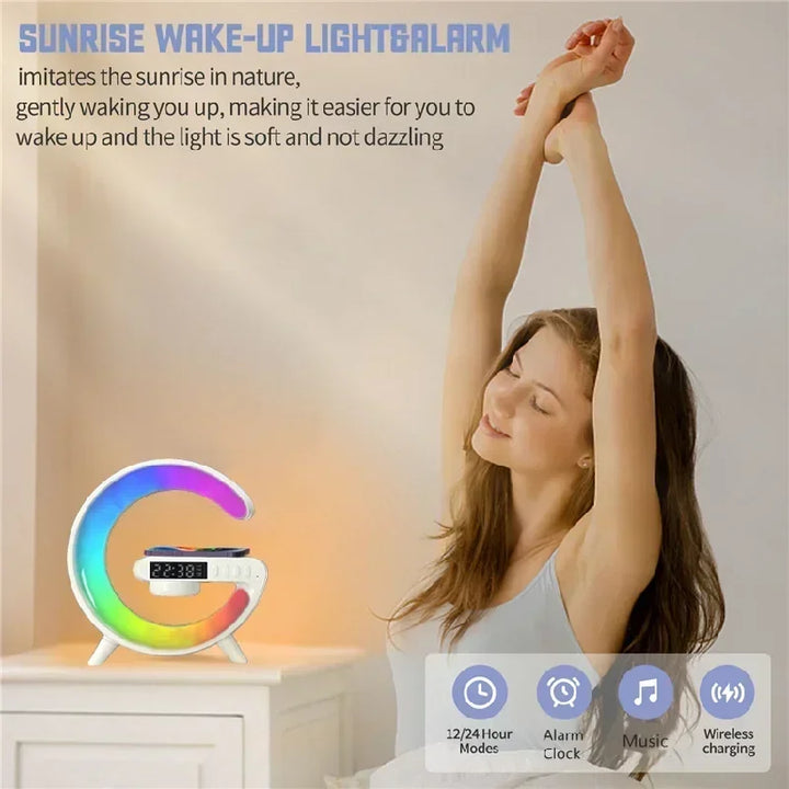 Wireless Charging Stand with RGB Light, Built-in Alarm & Speaker