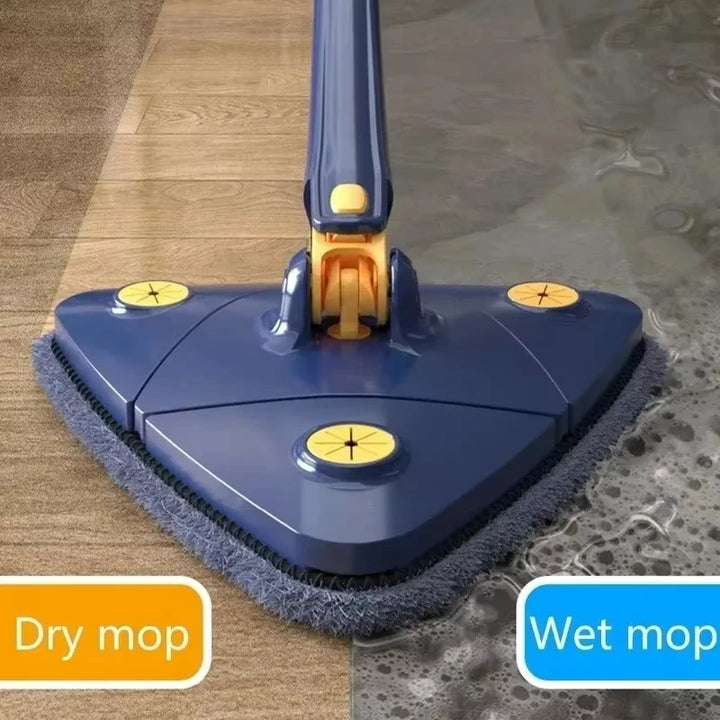 Rotatable Spin Mop – Triangle Telescopic Design for Wet/Dry Home Cleaning