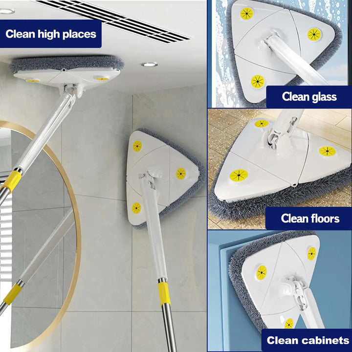 Rotatable Spin Mop – Triangle Telescopic Design for Wet/Dry Home Cleaning