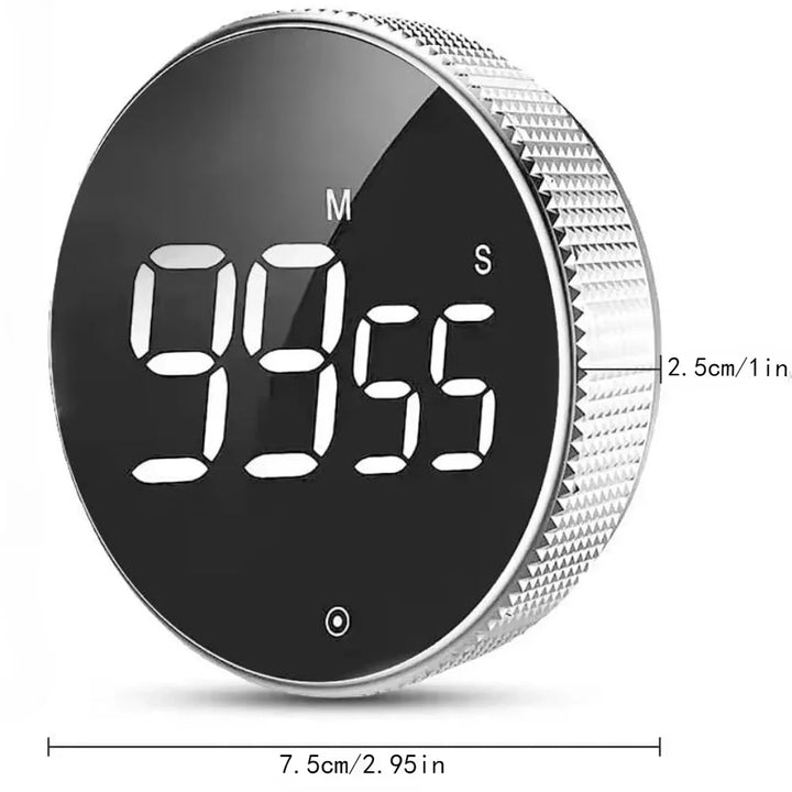 Magnetic Digital Timer – LED Display with Rotary Control for Cooking & Work