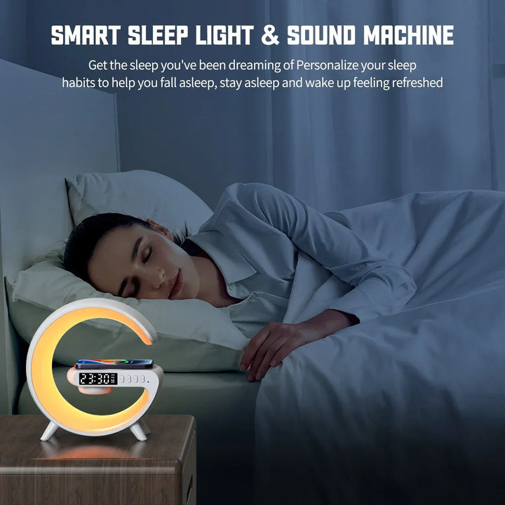 Wireless Charging Stand with RGB Light, Built-in Alarm & Speaker