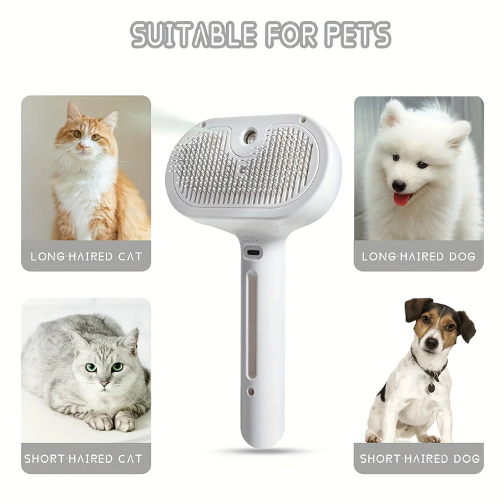 Pet Hair Remover Comb – Grooming Spray Tool with Built-In Mist for Dogs & Cats
