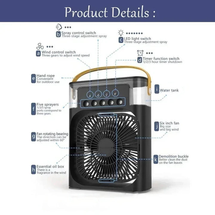 Compact Air Cooler – 3-in-1 Cooling, Humidifying & Night Light