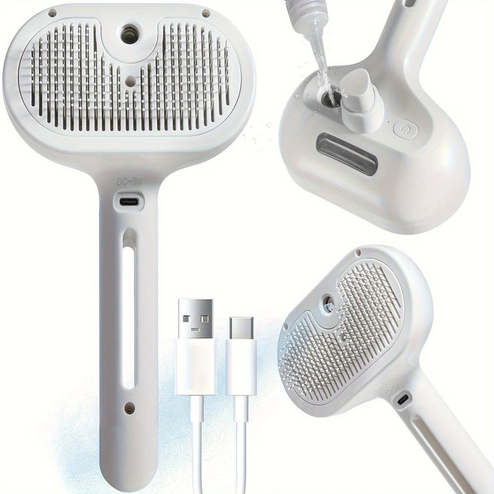 Pet Hair Remover Comb – Grooming Spray Tool with Built-In Mist for Dogs & Cats